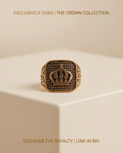 Aureate Crown Cushion Signet Ring