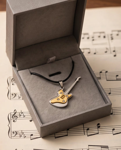 Gold and Silver Crystal Electric Guitar Cord Necklace