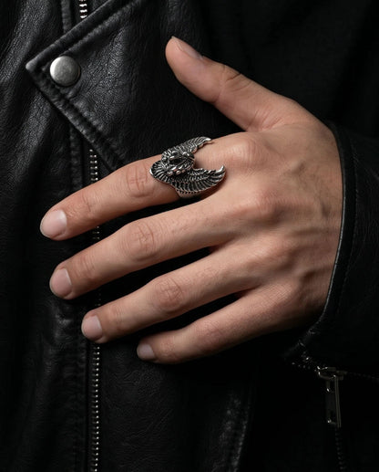 Oxidized Silver Phoenix Sculpted Ring