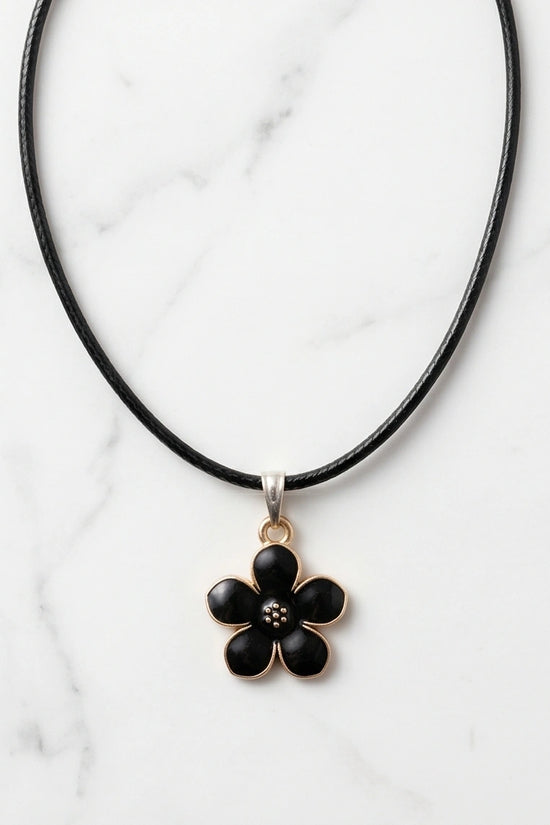Gold and Black Blossom Flower Necklace