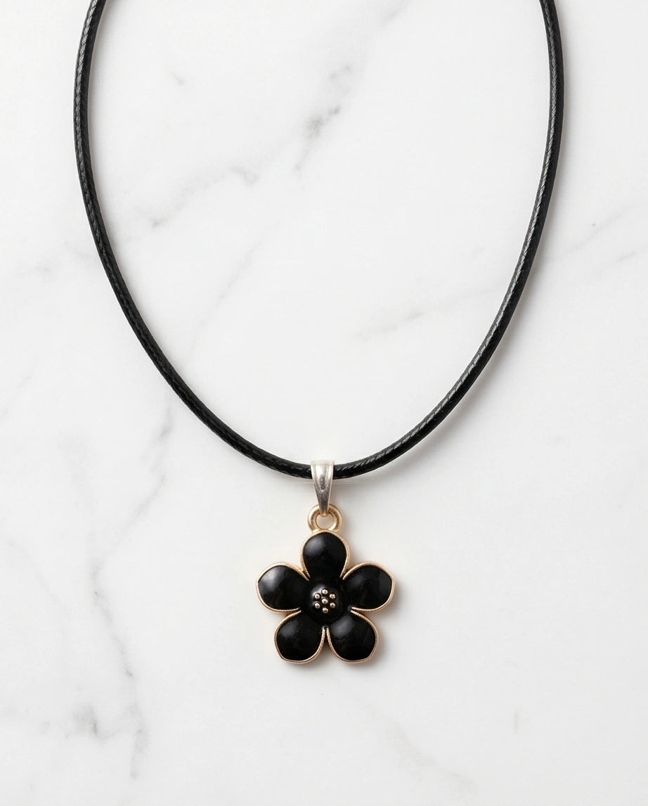 Gold and Black Blossom Flower Necklace