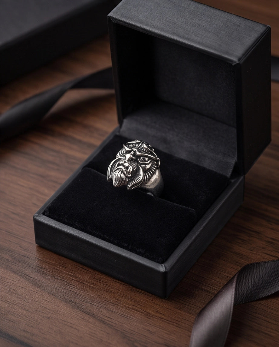 Celestial Sunburst Guardian Lion Ring