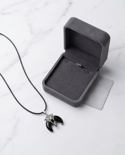 Gothic Liquid Metal Crescent Horn Pendant Necklace