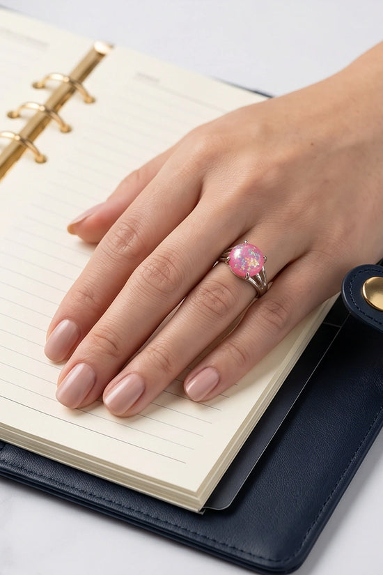Blushing Nebula Pink Opal Ring