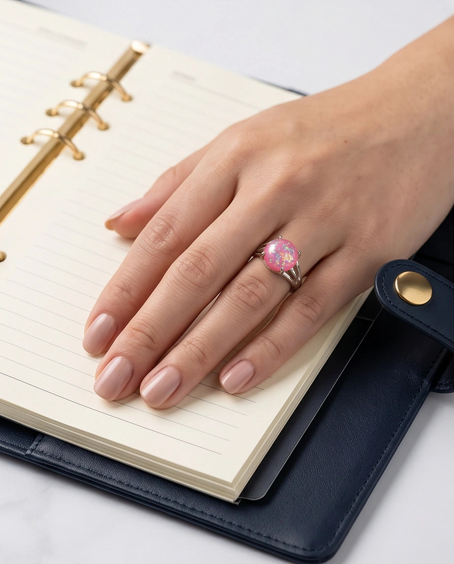 Blushing Nebula Pink Opal Ring