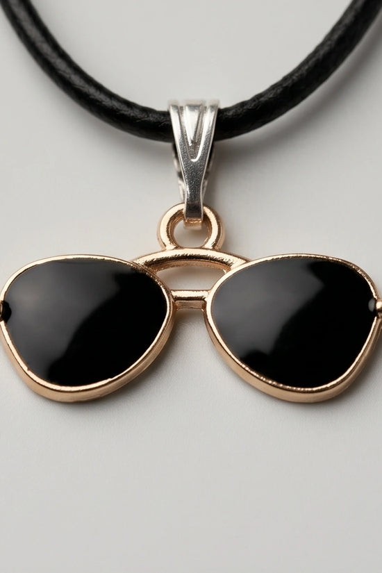 Gold and Black Sunglasses Pendant Necklace