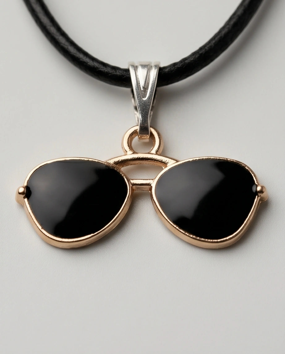 Gold and Black Sunglasses Pendant Necklace
