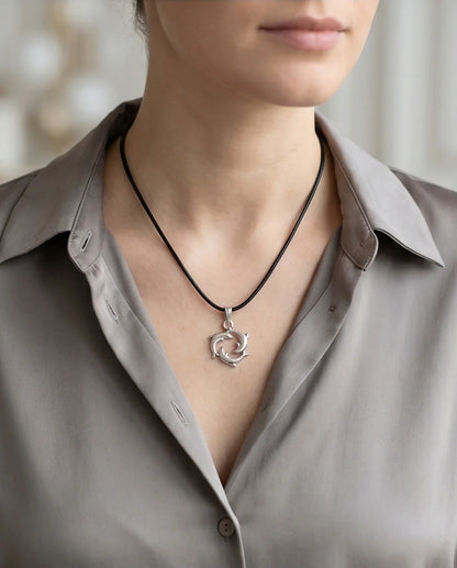 Silver Dolphin Circle Necklace