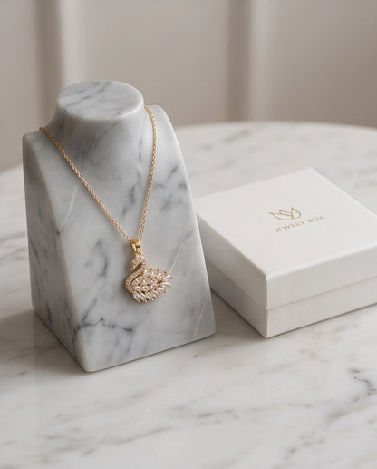 Gold Crystal Swan Necklace