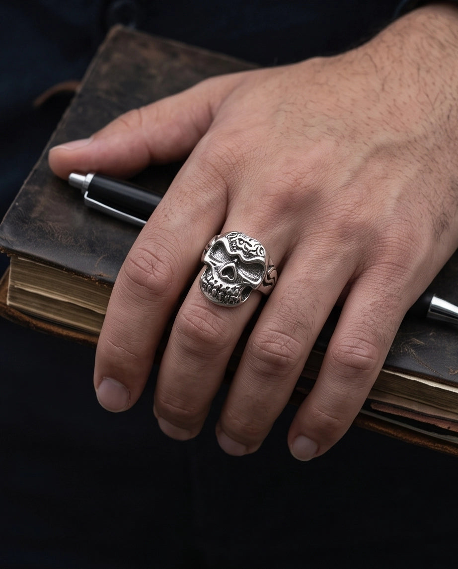 Tribal Cranium Engraved Skull Ring
