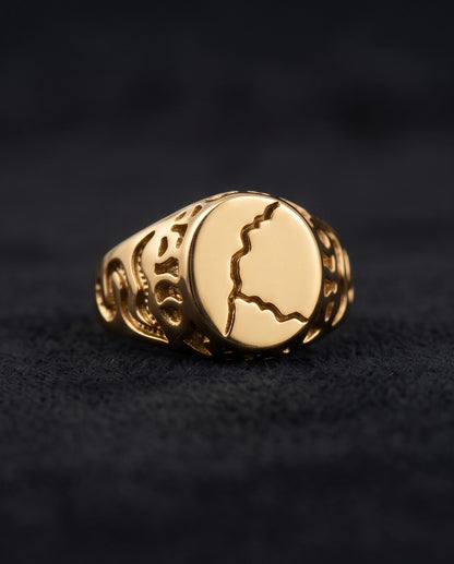 Fissure Medallion Gold Signet Ring