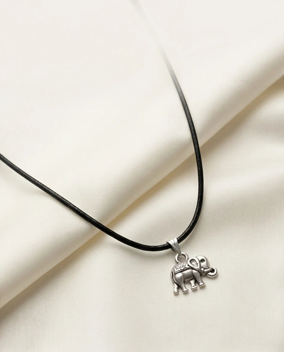 Silver Lucky Elephant Pendant Necklace