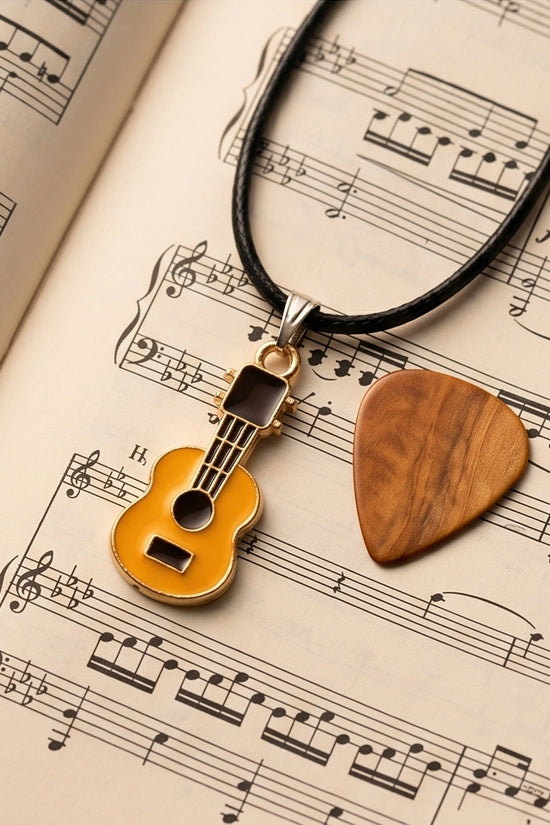 Gold and Yellow Acoustic Guitar Necklace