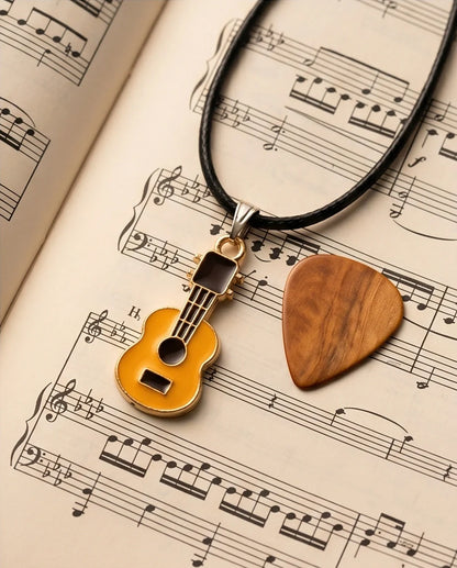 Gold and Yellow Acoustic Guitar Necklace