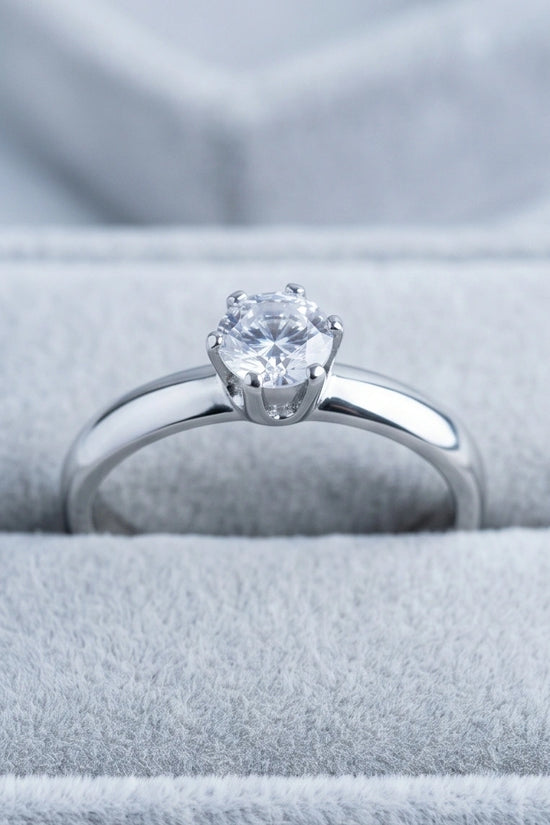 Sterling Silver Round-Cut Moissanite Solitaire Ring