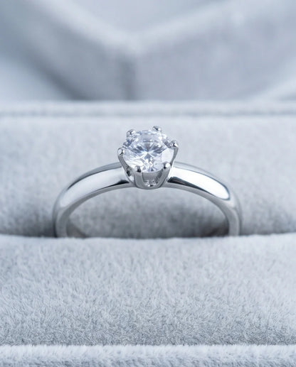 Sterling Silver Round-Cut Moissanite Solitaire Ring