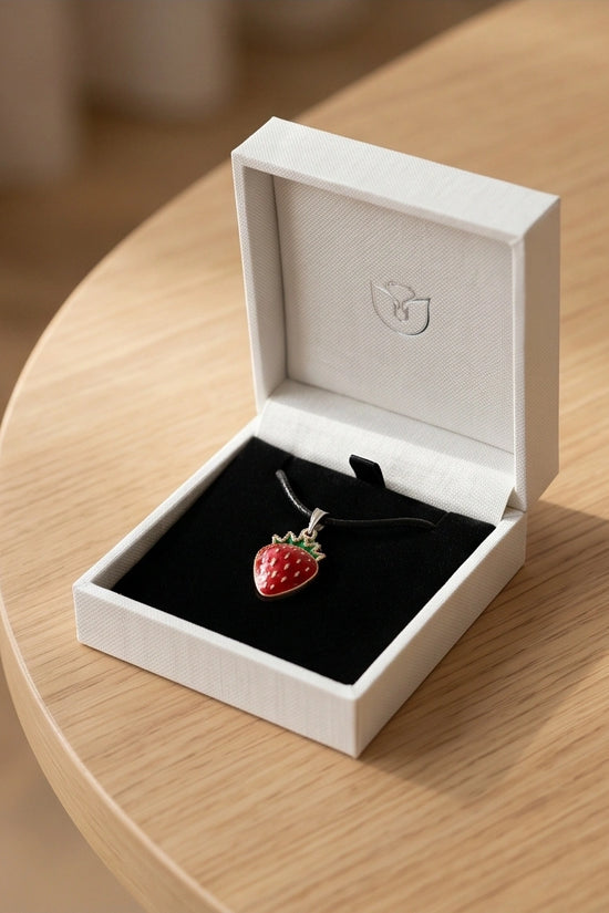 Gold and Red Strawberry Pendant Necklace
