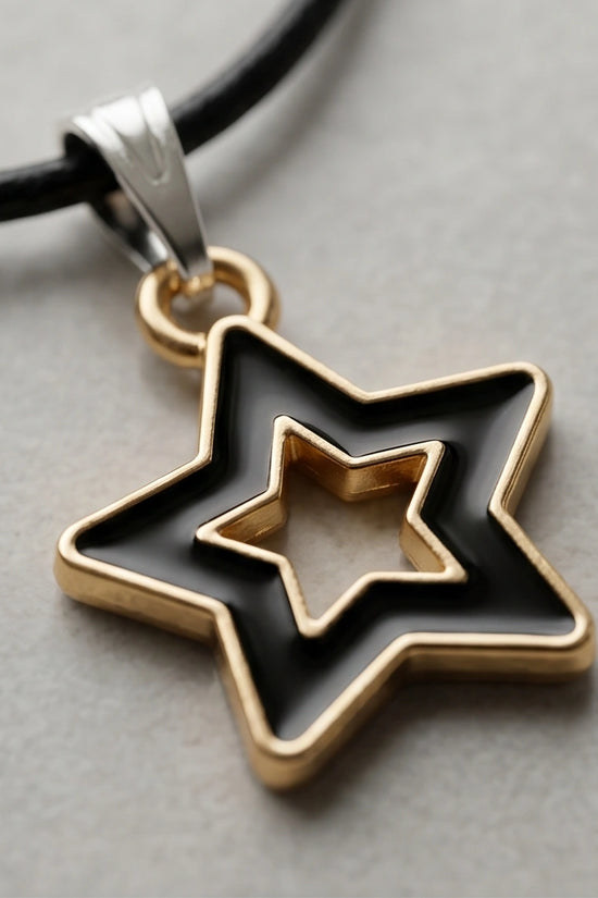 Gold and Black Layered Star Necklace