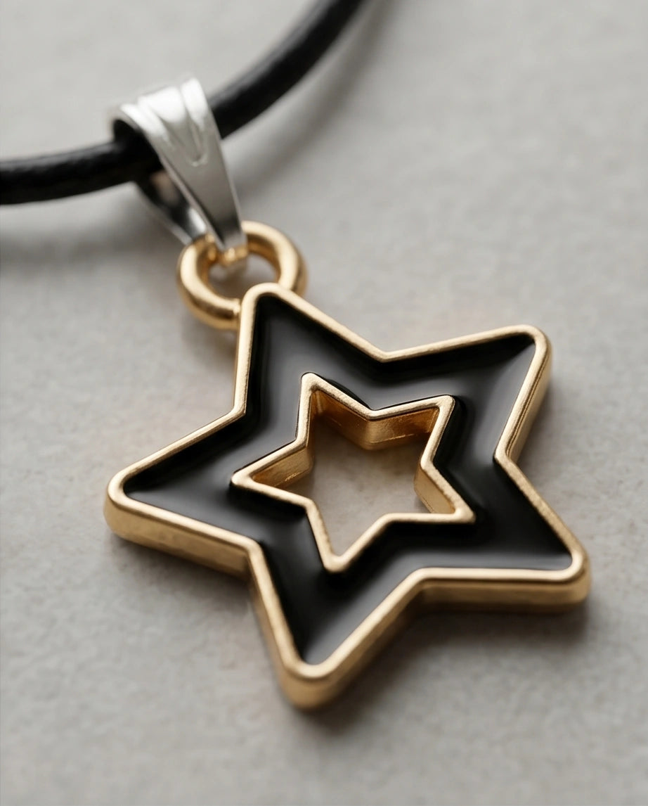 Gold and Black Layered Star Necklace
