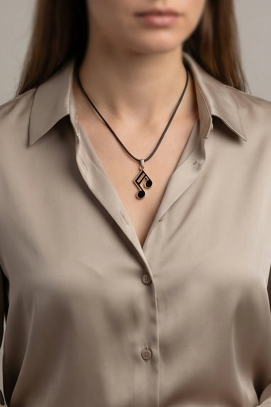 Rose Gold and Black Sixteenth Note Necklace