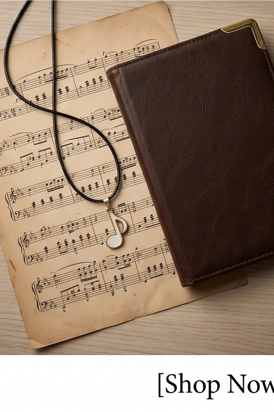Gold and White Eighth Note Necklace