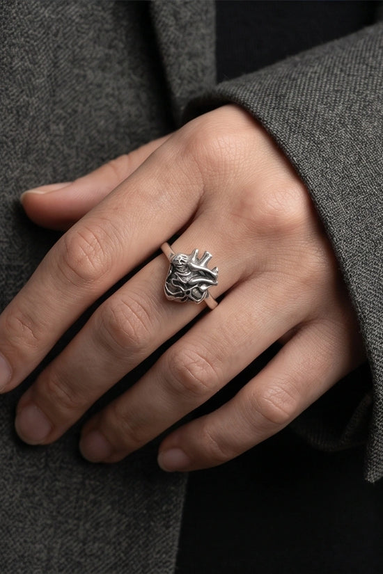 Gothic Sterling Silver Anatomical Heart Ring