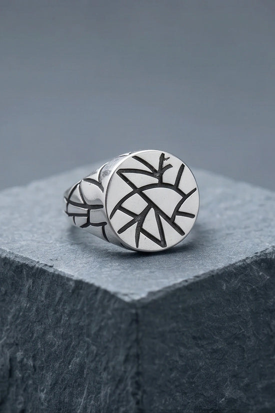 Sterling Silver Abstract Geometric Signet Ring