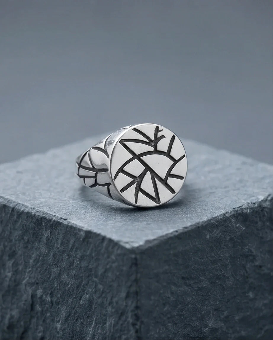 Sterling Silver Abstract Geometric Signet Ring