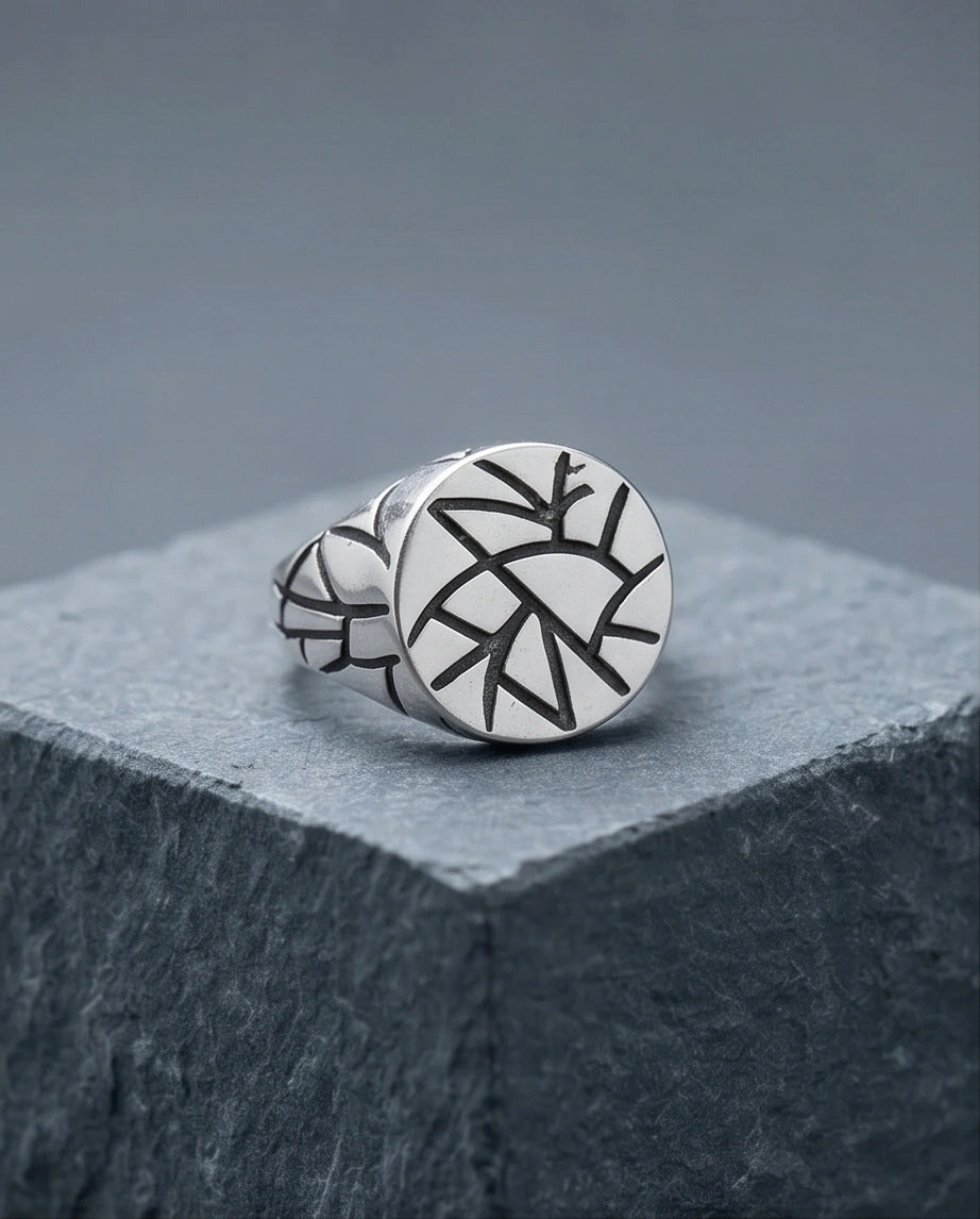 Sterling Silver Abstract Geometric Signet Ring