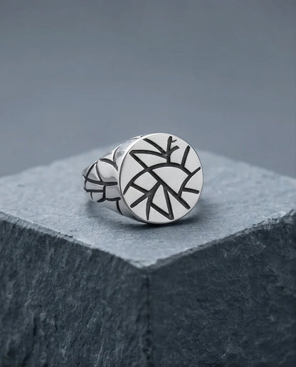Sterling Silver Abstract Geometric Signet Ring