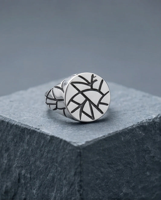 Sterling Silver Abstract Geometric Signet Ring