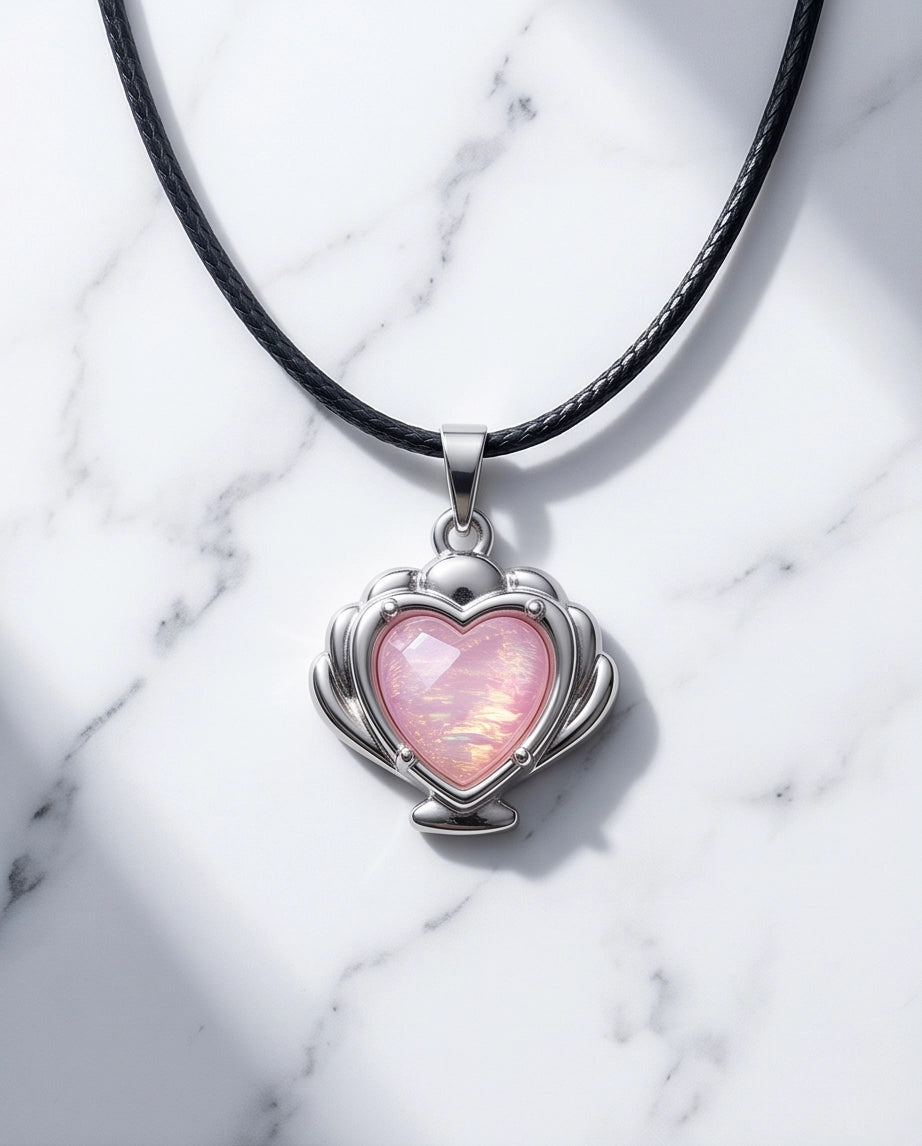 Iridescent Seashell Heart Pendant Necklace
