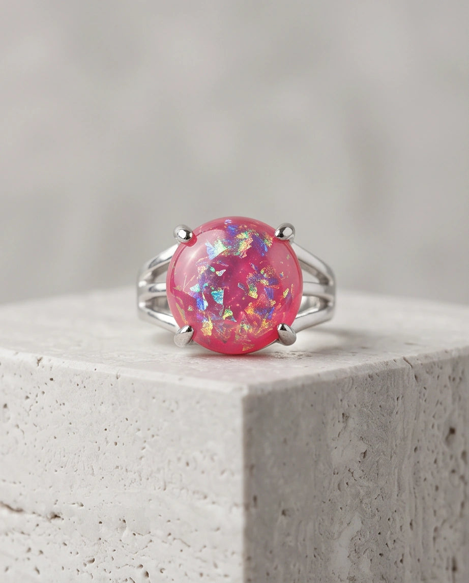 Blushing Nebula Pink Opal Ring