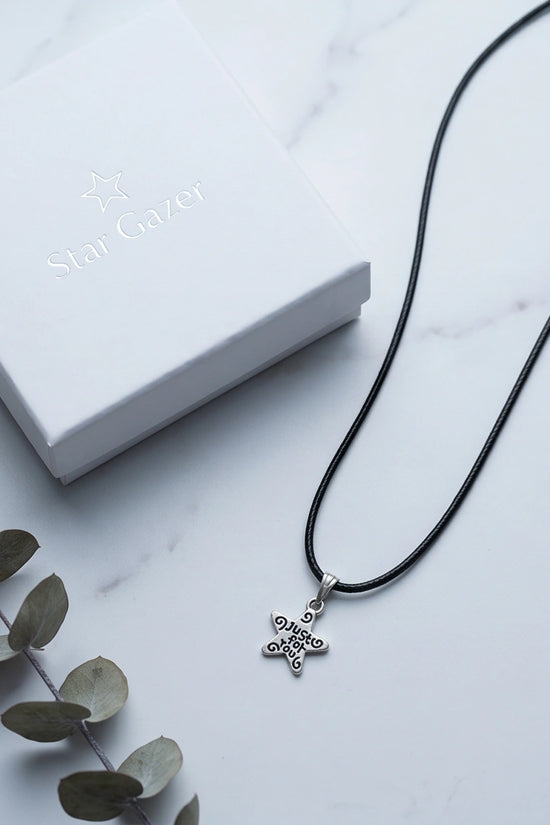 Silver "Just for You" Engraved Star Necklace