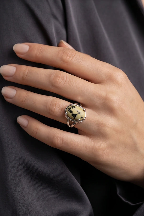 Wild Splendor Dalmatian Jasper Ring