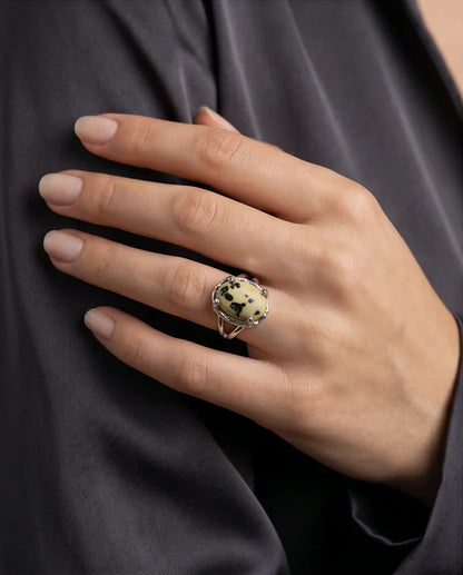 Wild Splendor Dalmatian Jasper Ring