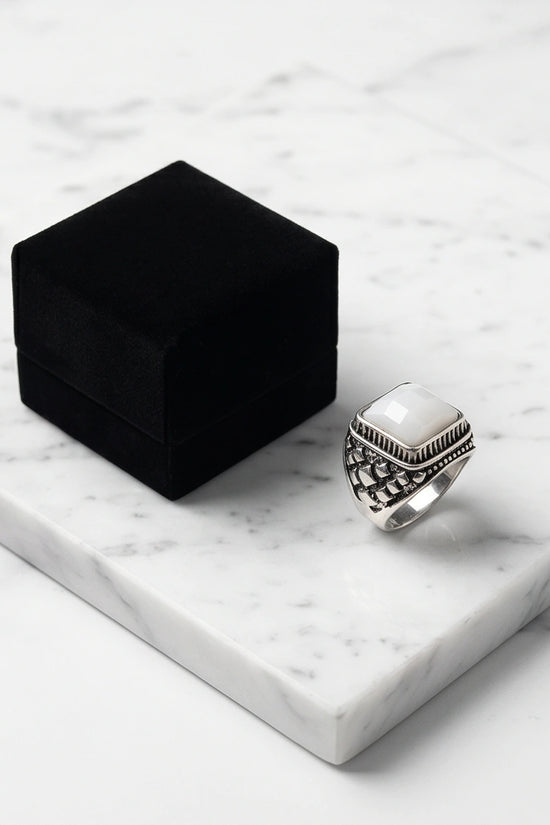 Imperial Alabaster Shield Signet Ring