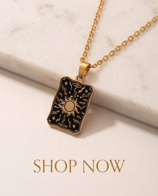 Gold "The Sun" Tarot Card Pendant Necklace