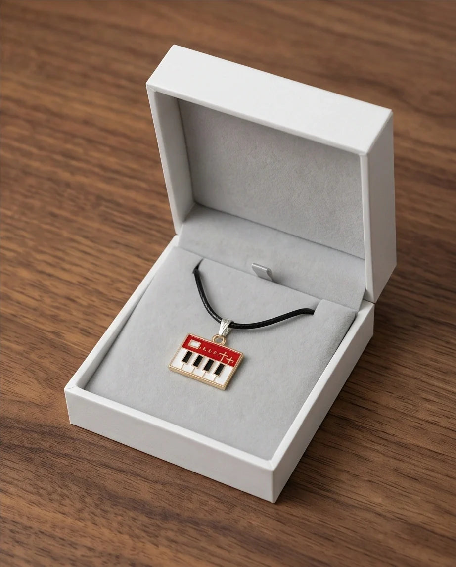 Gold and Red Synthesizer Keyboard Necklace