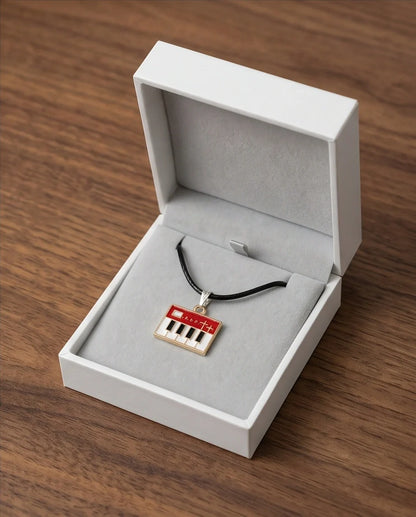 Gold and Red Synthesizer Keyboard Necklace