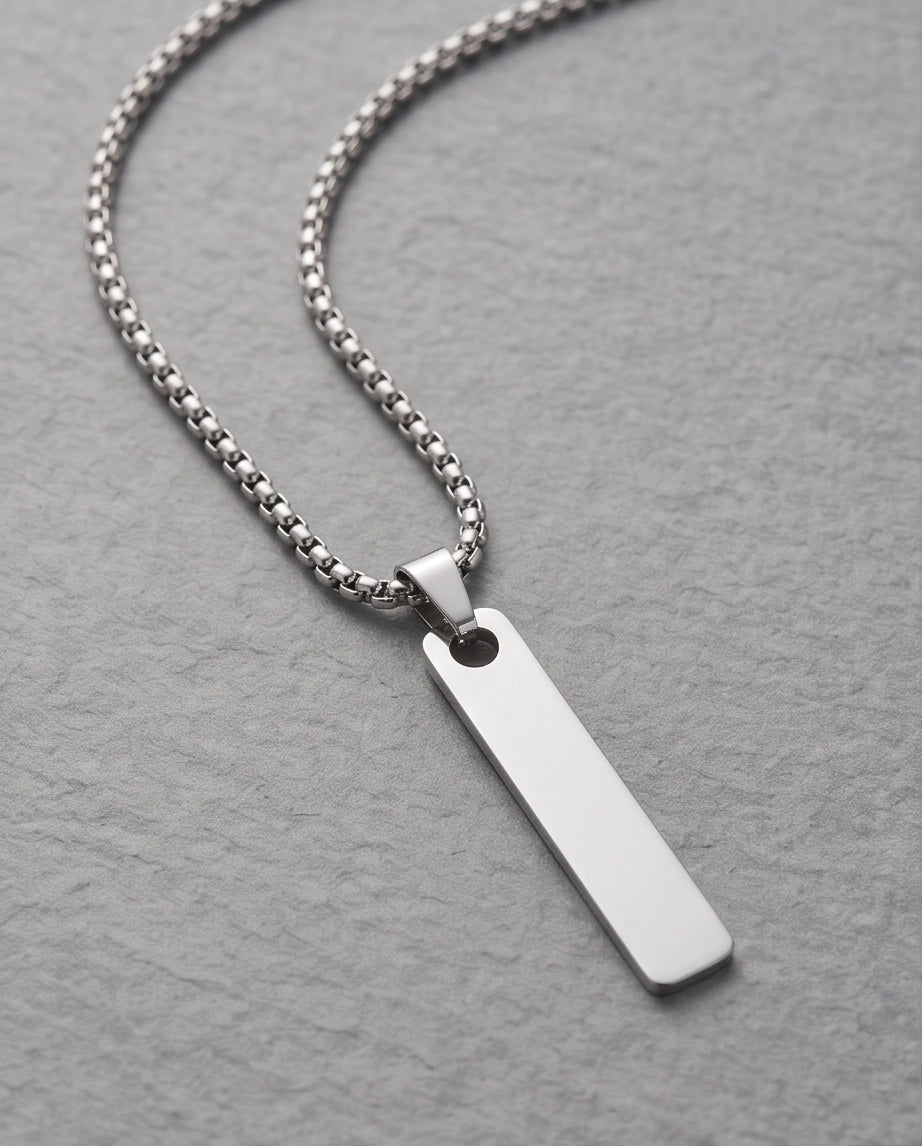 Silver Minimalist Bar Pendant Necklace