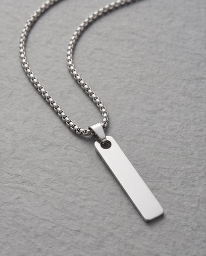 Silver Minimalist Bar Pendant Necklace