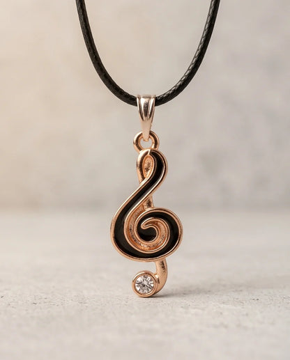 Rose Gold and Black Treble Clef Necklace
