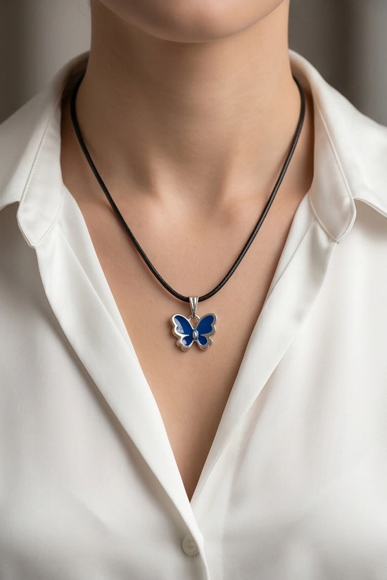 Midnight Blue Butterfly Pendant