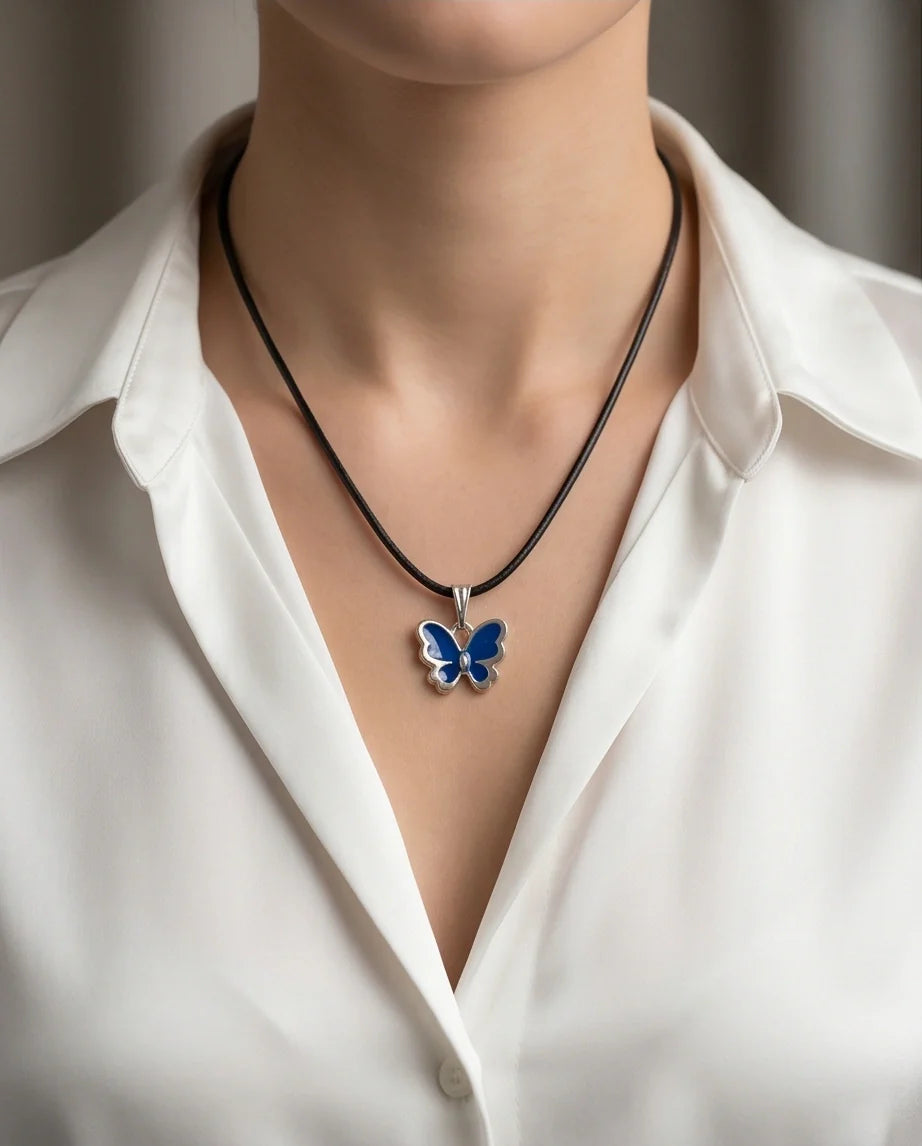 Midnight Blue Butterfly Pendant
