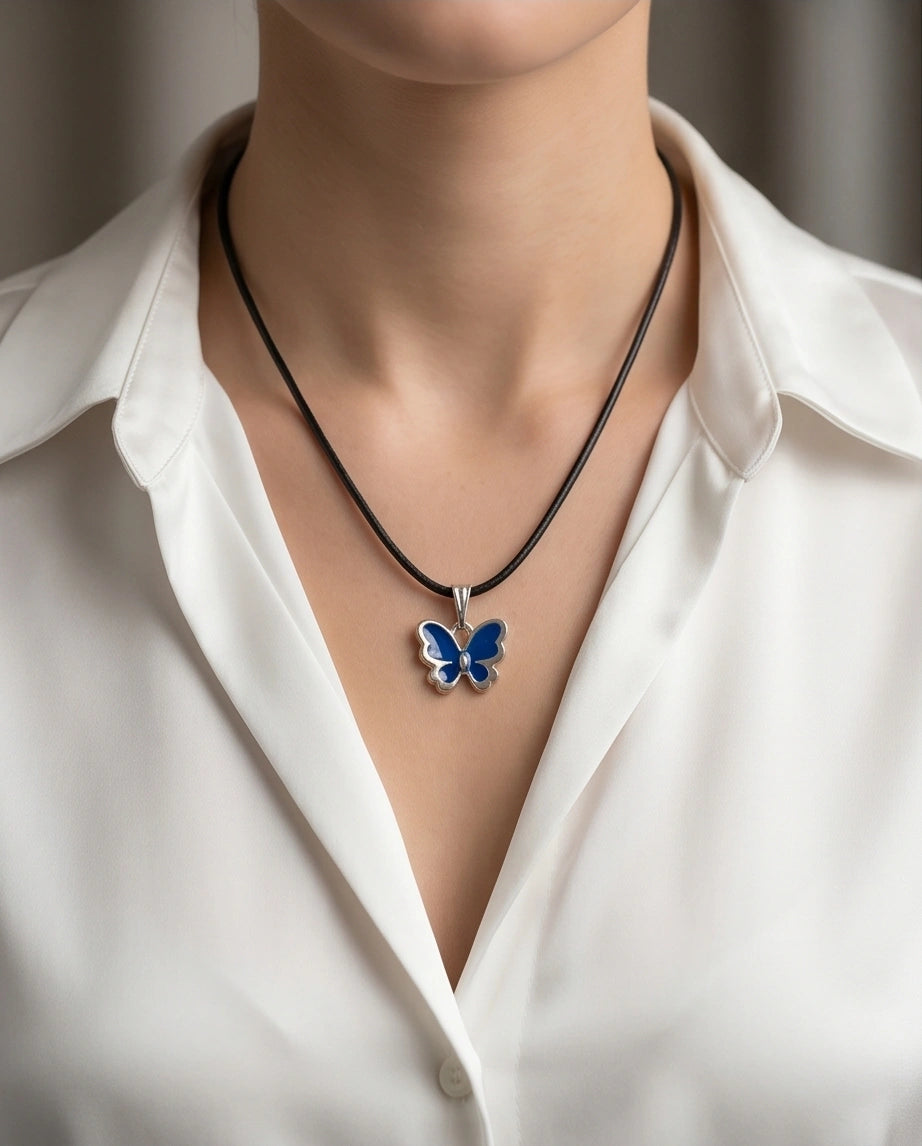Midnight Blue Butterfly Pendant