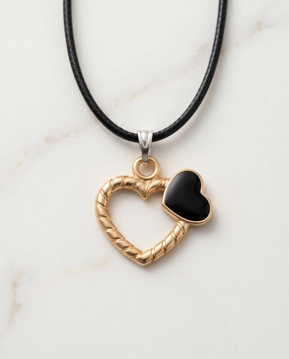 Gold Twisted Double Heart Necklace