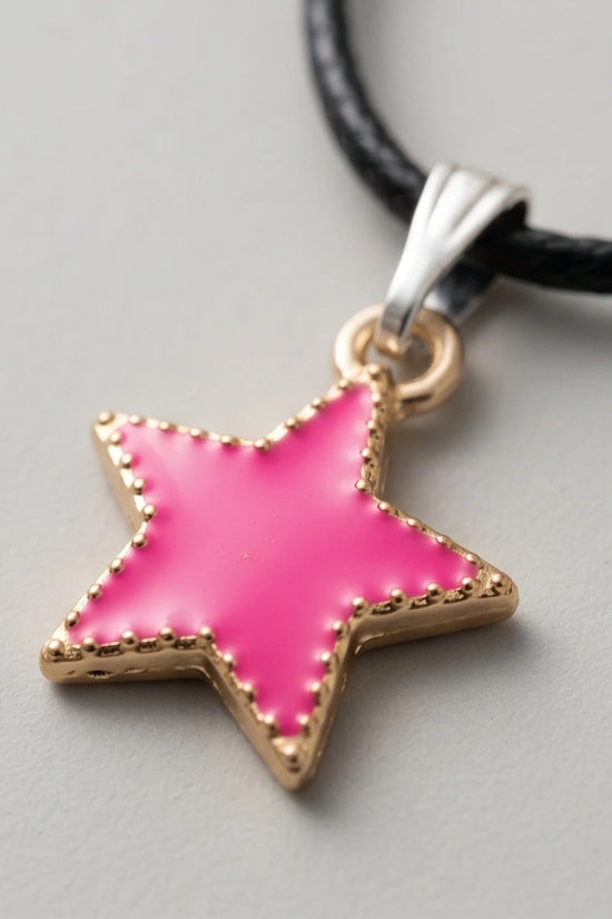 Gold and Pink Beaded Star Necklace