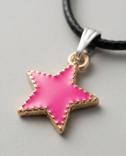 Gold and Pink Beaded Star Necklace