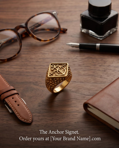 Maritime Anchor Rhombus Signet Ring